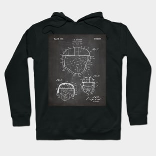 Football Helmet Patent - Football Art - Black Chalkboard Hoodie